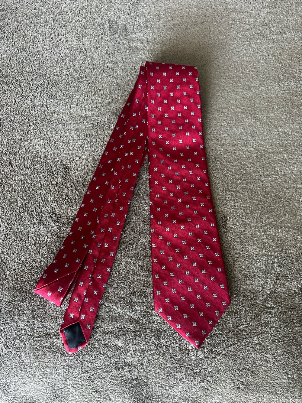Brooks Brothers Burgundy Silk Tie with Repeating Geometric Motif